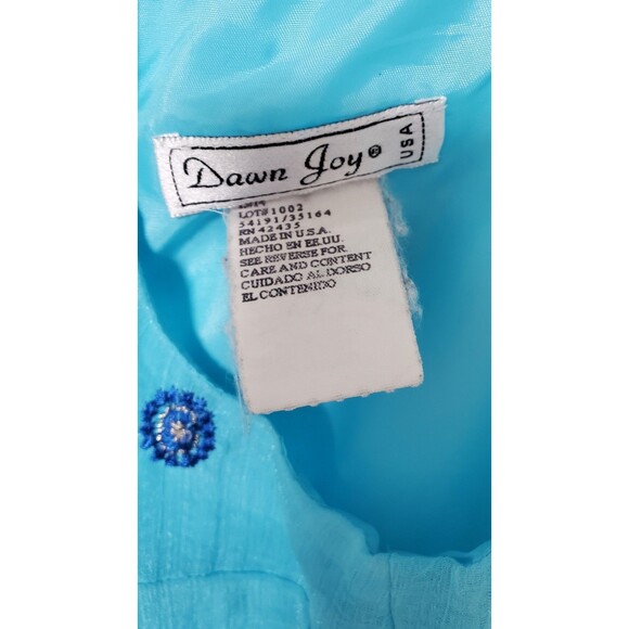 VINTAGE 1990S DAWN JOY 14 Blue Sea Beach Dress Tank Embroidered Nautical Summer - Picture 3 of 7